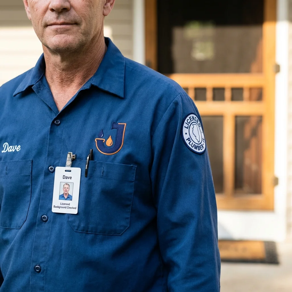 Licensed plumber showing ID badge in Gallipolis, OH