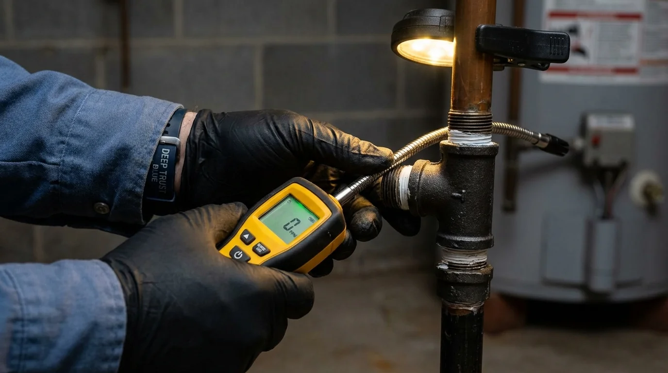 Gas leak detection with electronic sniffer by Johns Plumbing LLC in Gallipolis