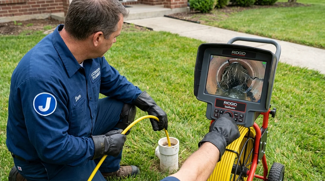 Sewer camera inspection being performed by Johns Plumbing LLC in Gallipolis