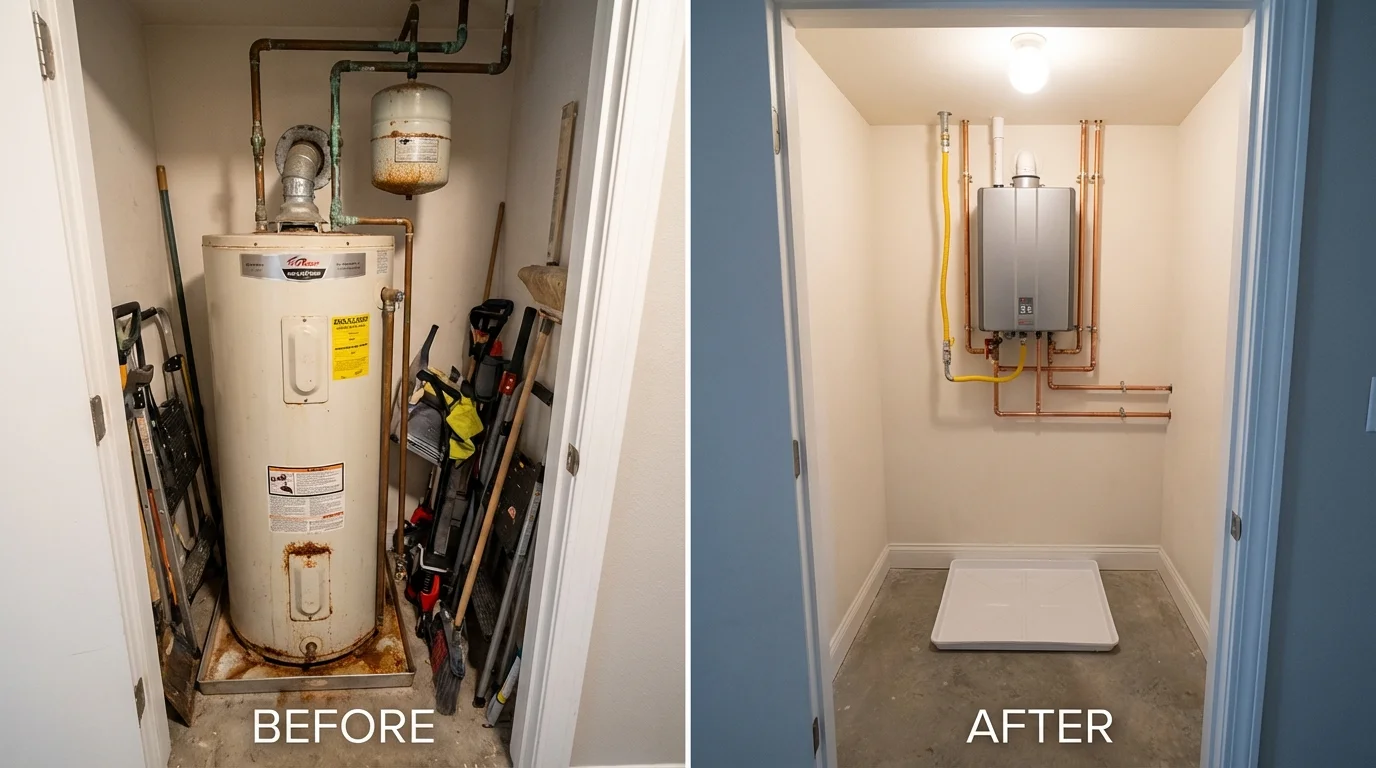 Tank water heater versus wall-mounted tankless unit comparison for Gallipolis, OH homeowners
