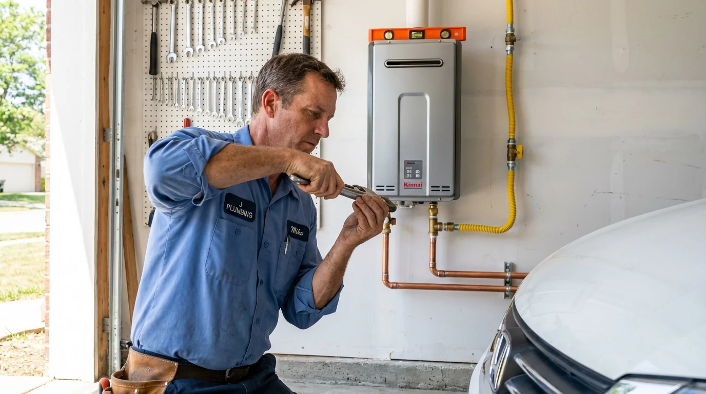Tankless water heater installation by a Johns Plumbing LLC plumber in Gallipolis